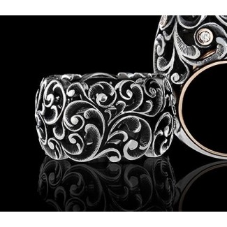 Anello Fascia Maria e Luisa in argento oro e diamanti - AA0004/BR