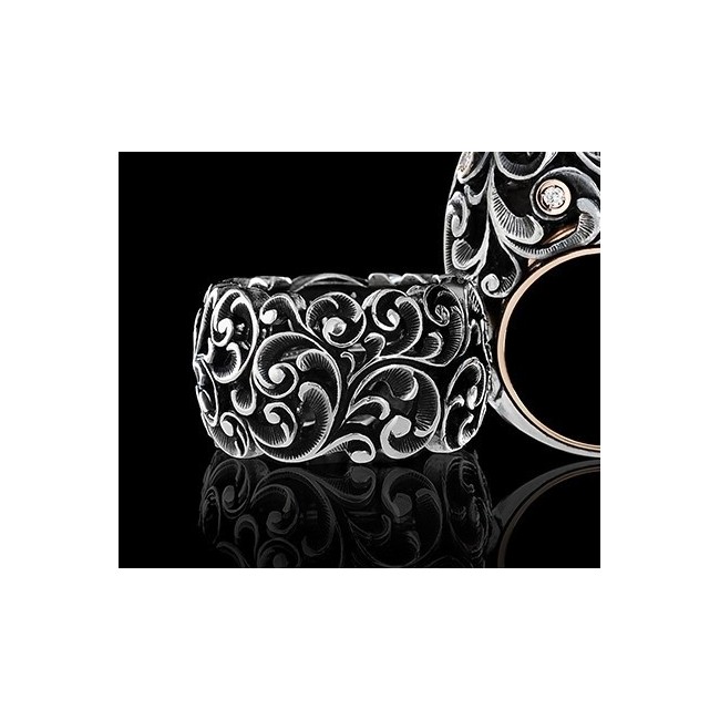 Anello Fascia Maria e Luisa in argento oro e diamanti - AA0004/BR