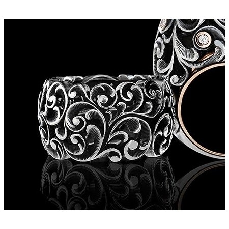 Anello Fascia Maria e Luisa in argento oro e diamanti - AA0004/BR