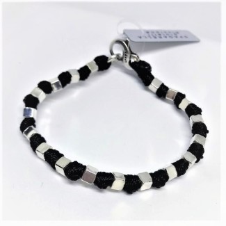 Spadarella Man rope bracelet with silver cubes - SPBR293