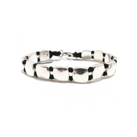 Spadarella Man bracelet with silver squares - SPBR369