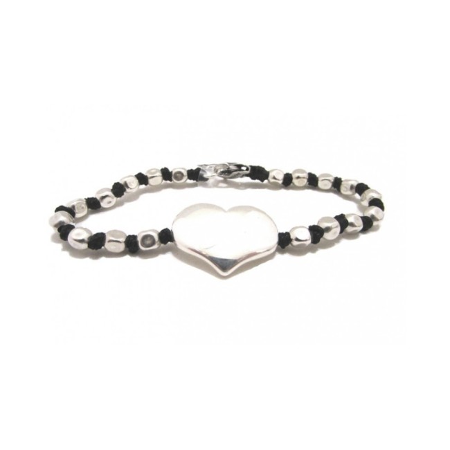 Spadarella Bracelet in silver knots and nuggets with heart - SPBR376