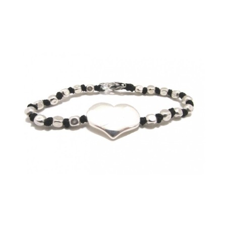 Spadarella Bracelet in silver knots and nuggets with heart - SPBR376