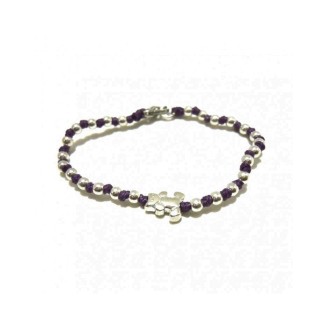 Spadarella Silver baby bracelet, black cord and bear SPBR167
