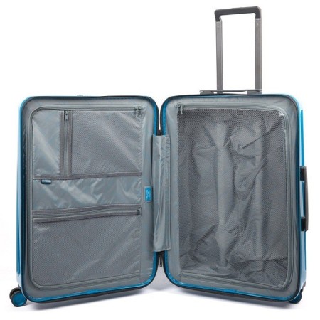 Trolley Piquadro medium four wheels rigid blue Seeker BV4427SK70 / BLU