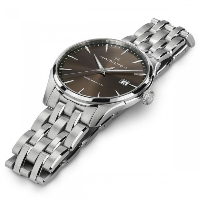 Orologio Hamilton Jazzmaster Gent quarzo marrone in acciaio