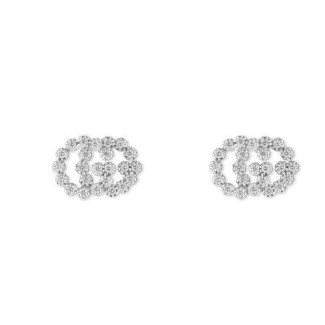 Gucci earrings GG Running white gold with lobe diamonds