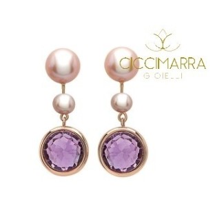 Orecchini pendenti Mimì Happy con ametista e perle
