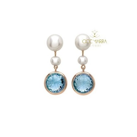 Mimì Happy short pendant earrings with topaz and pearls