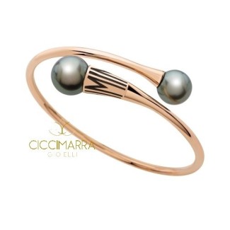 Mimì Tam Tam women's bracelet in rose gold with black Tahitian pearls