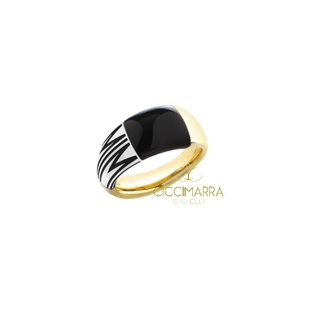 Mimì Tam Tam Ring breites Band in Gold mit Onyx