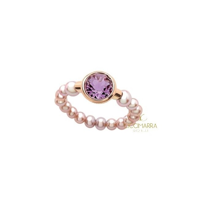 Anello Mimì Happy con ametista e perle lilla - ALM333R3A