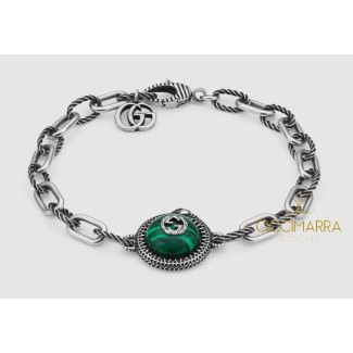 Gucci Garden bracelet in silver and malachite