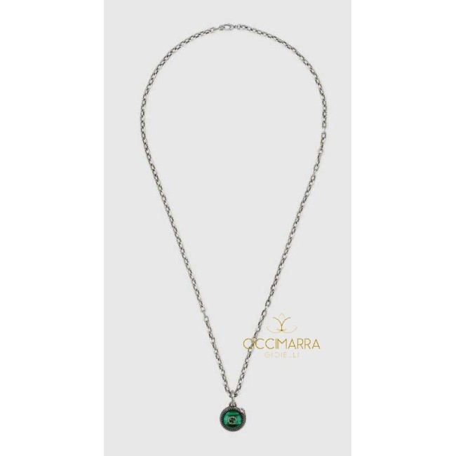 Gucci Garden necklace for men and women silver and malachite