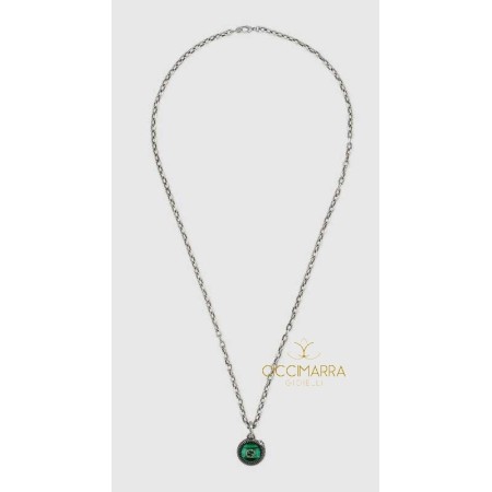 Collana Gucci Garden uomo donna argento e malachite