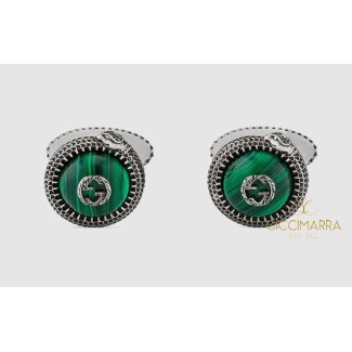 Gemelli Gucci Garden argento anticato e malachite