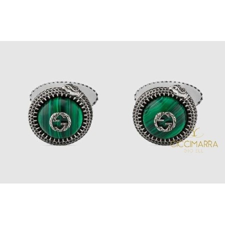 Gucci Garden cufflinks in antiqued silver and malachite