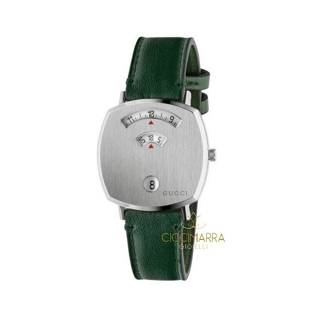 Gucci Grip Damenuhr aus grünem Leder - YA157406