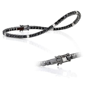 Bracciale Tennis Crieri in Oro nero, Diamanti Neri e Brillanti