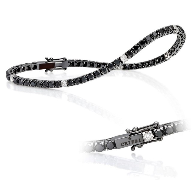 Bracciale Tennis Crieri in Oro nero, Diamanti Neri e Brillanti