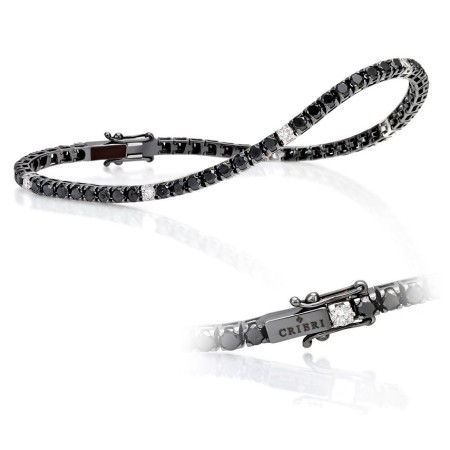 Bracciale Tennis Crieri in Oro nero, Diamanti Neri e Brillanti