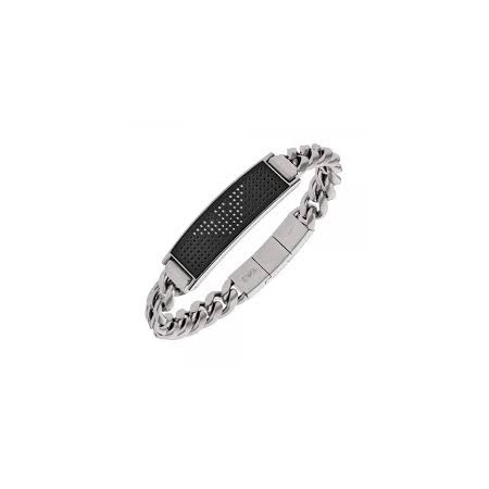 Emporio Armani men's steel bracelet with black central plate