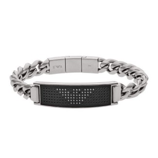 Emporio Armani Herren Stahlband mit schwarzer Mittelplatte