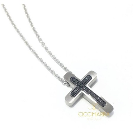 Salvini men's cross necklace with black diamonds 20085448