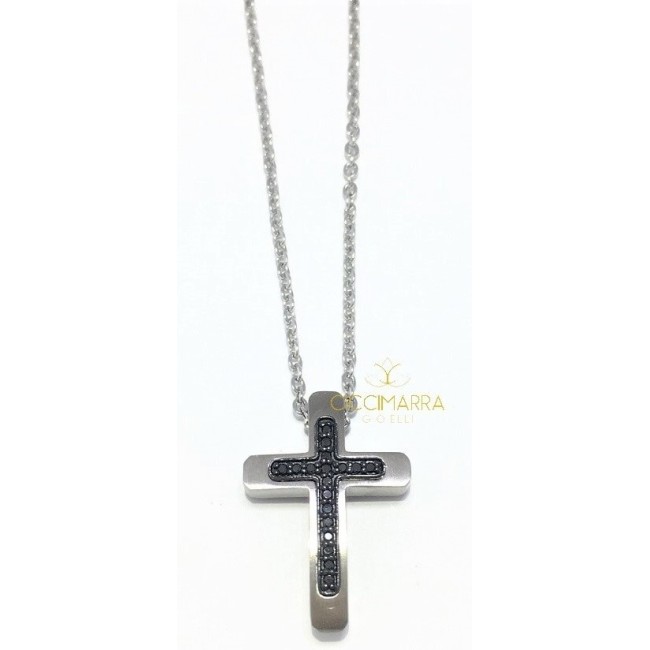 Collana croce Salvini da uomo con diamanti neri 20085448