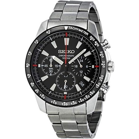 Seiko watch male chronograph steel black dial - SSB031