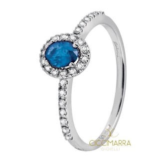Small Salvini Dora ring with blue and brilliant sapphires