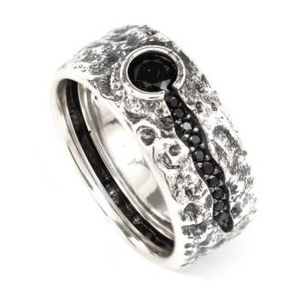 Anello Vulcano Ellius pietra nera - 8000100068247©