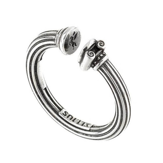 Anello Colonna con capitello Ellius in argento invecchiato