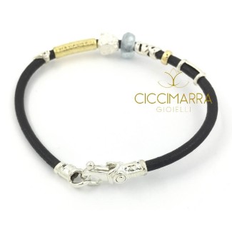 Miansai Armband Schmuck Lederakzente mit Gold, Silber und Aquamarin 2