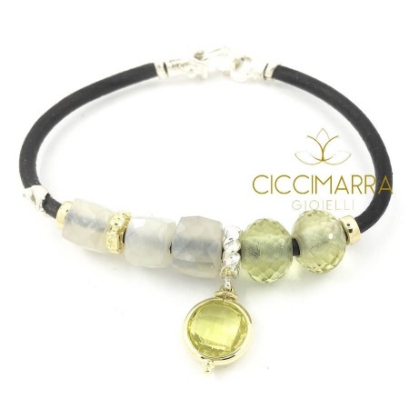 Bracciale Misani collezione Matera con Pietra di Luna e Quarzo Lemon