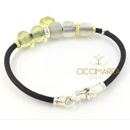 Bracciale Misani collezione Matera con Pietra di Luna e Quarzo Lemon