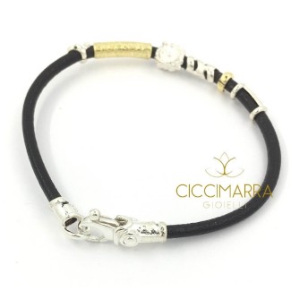 Bracciale Misani gioielli Accenti in cuoio con oro, argento 2