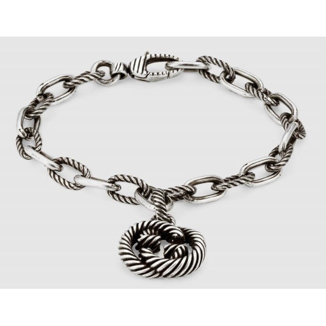 Bracciale Gucci pendente GG argento rigato - YBA607158001017