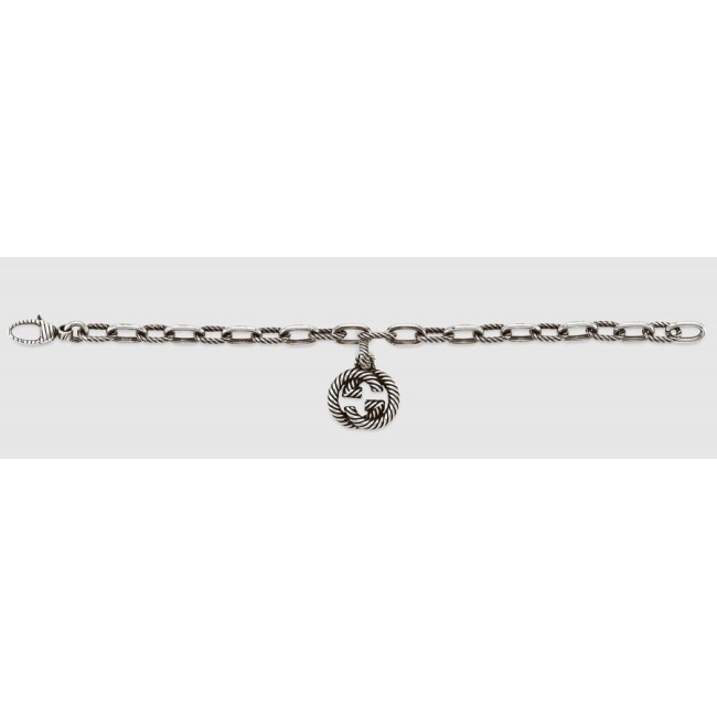 Bracciale Gucci pendente GG argento rigato - YBA607158001017