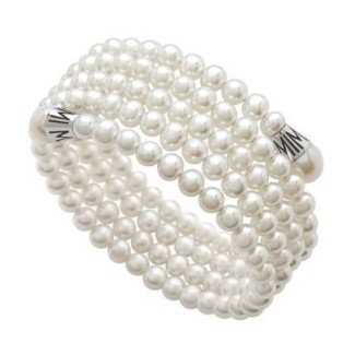 Bracciale Mimì Lollipop cinque fili perle bianche ed argento