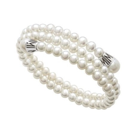 Mimì Lollipop bracelet with three strands of white and silver pearls