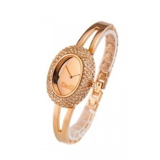 D&G Oval watch steel and crystal pavè, Rosè - DW0278