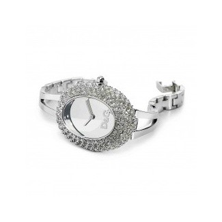 D & G Oval Uhr Stahl und Kristall Pavère, Silber - DW0279