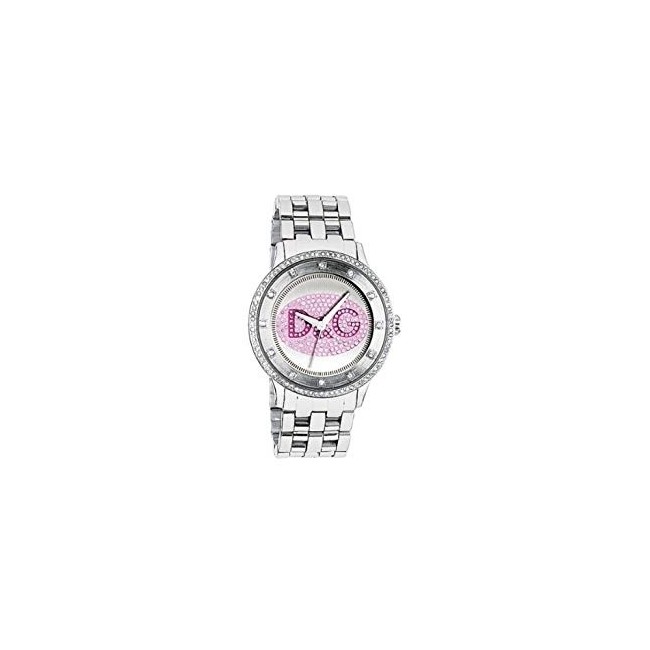 D&G Prime Time watch in steel with glitter logo - DW0848