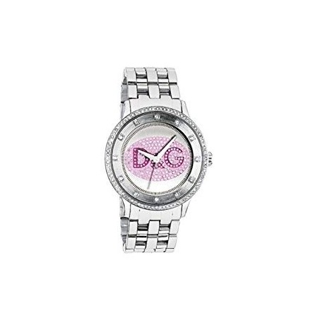 D&G Prime Time watch in steel with glitter logo - DW0848