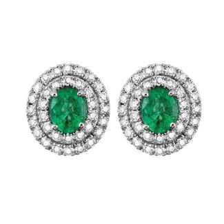 Salvini lobe earrings with diamonds and emeralds 20057689