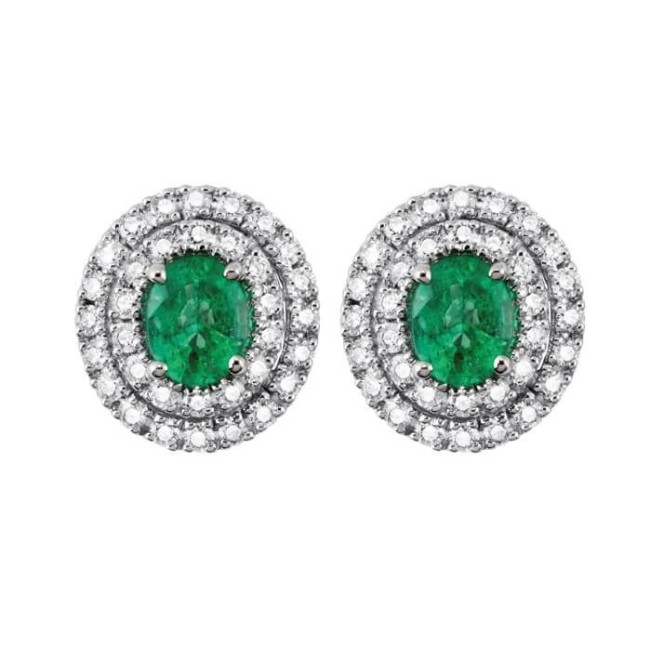 Salvini lobe earrings with diamonds and emeralds 20057689