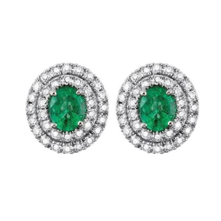 Salvini lobe earrings with diamonds and emeralds 20057689