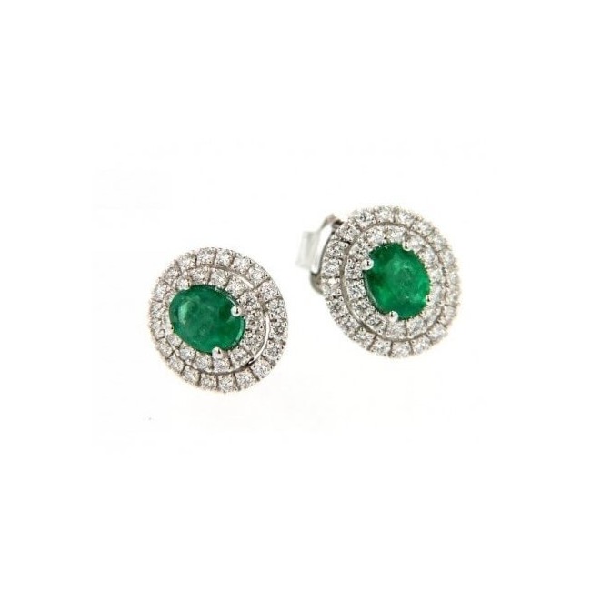 Salvini lobe earrings with diamonds and emeralds 20057689