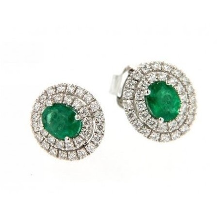 Salvini lobe earrings with diamonds and emeralds 20057689
